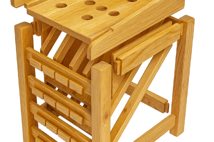 Vue 3D du jeu de la grenouille artisanale avec grenouille en fonte et plateau en bois massif